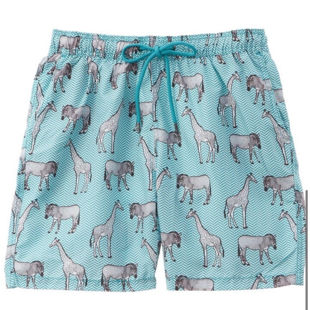 Men's Mr. Swim green white zebra giraffe swimsuit trunks Size Medium